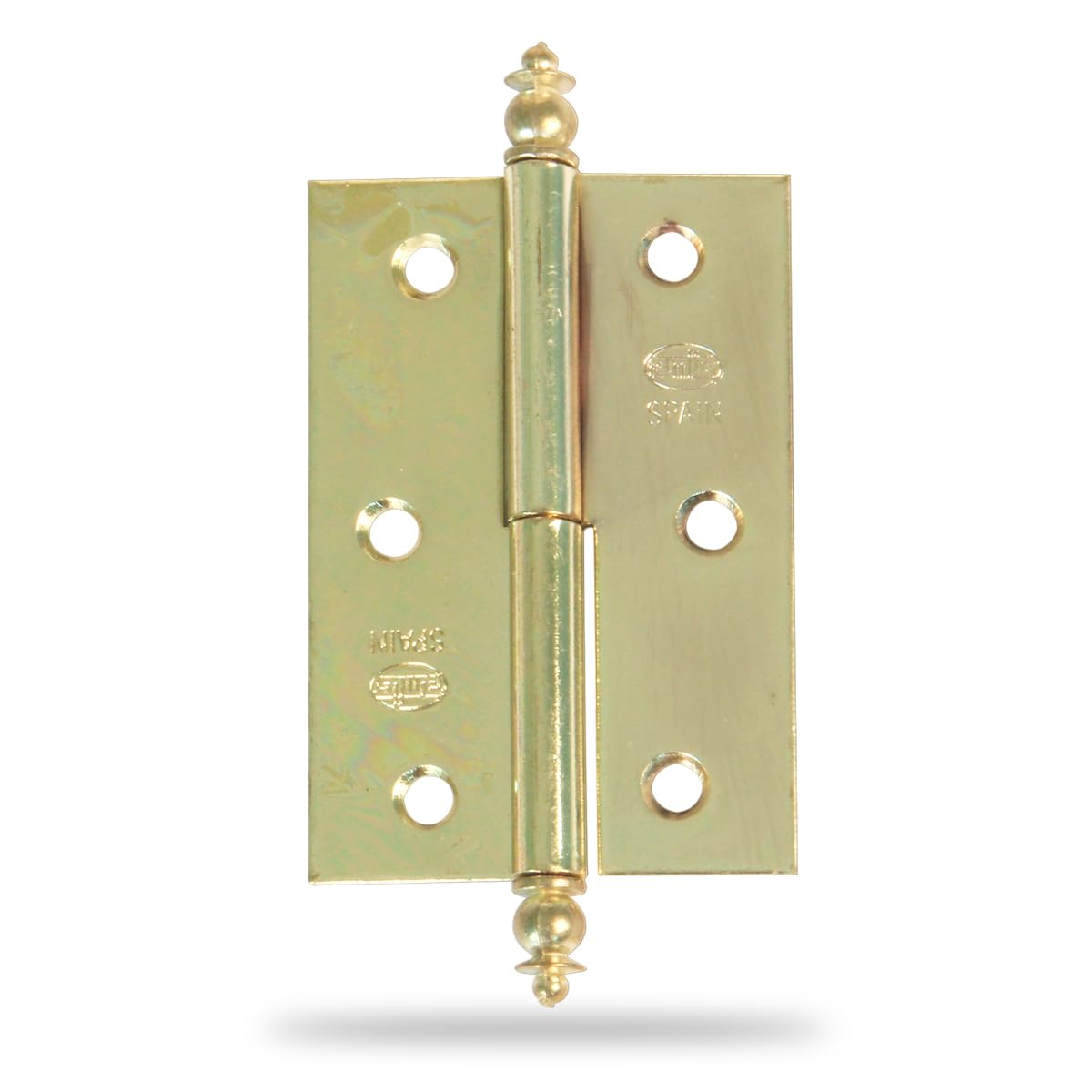 Amig - 2 Pack Furniture Hinges - Left Handed - Brass Plated Steel - 40 x 36 x 1.2 mm - Removable, Square Edge and Without End