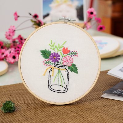 Cross Stitch Stamped Embroidery Kit - Eafior DIY Beginner Counted Starter Cross Stitch Kit for Art Craft Handy Sewing Including Color Pattern Embroidery Cloth,Embroidery Hoop,Color Threads,Tools Kit - Thumbnail 2