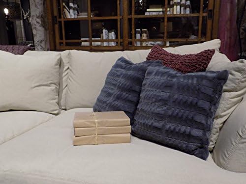 Set of 2 Faux Fur Pillow Covers Soft and Cozy Fit Standard 18 X 18 Inserts (gray)
