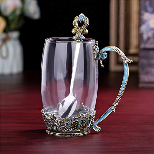 Tea Cup Coffee Mug Cups, Classical Glass Tea Cup, Unique Personalized Birthday Present Ideas for Women Grandma Mom Teachers Hot Beverages 13OZ - Thumbnail 6