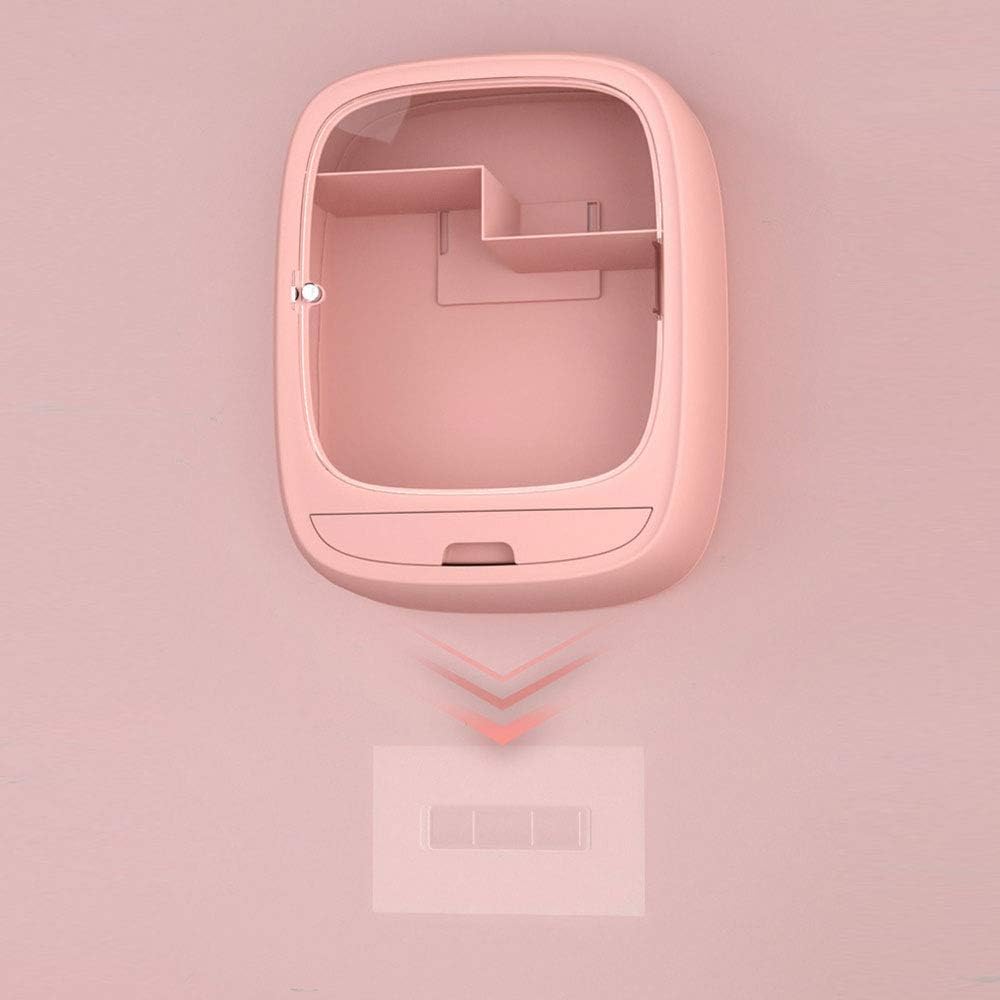 Cosmetic Organizer for Bathroom,No Drilling Wall Mount Makeup Organizer,Dustproof & Waterproof Cosmetics Display Cases,Makeup Storage Box (Pink): Home Improvement