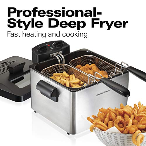 Hamilton Beach Deep Fryer with 2 Frying Baskets, 19 Cups / 4.5 Liters