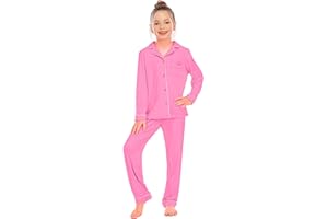 Alunsito Kids Baby Girl Boy Pajama Set Long Sleeve Pjs 2 Piece Sleepwear Button-Down Nightwear Summer Fall Nightie
