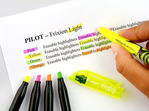 - 3er-Set FriXion Light - Radierbarer Textmarker - Neongelb, Neonpink, Grün - Keilspitze für feine oder breitere Linien