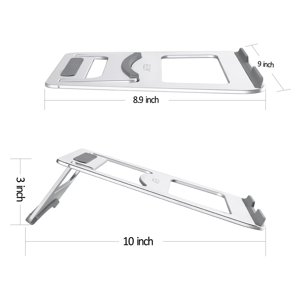 Aluminum Laptop Stand, JASTEK Compact Universal Portable Adjustable Stand with Folding Holder for Laptop Notebook Tablet and more - Silver