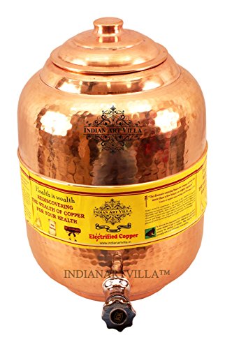 Indian Art Villa Handmade Pure Copper Water Dispenser 