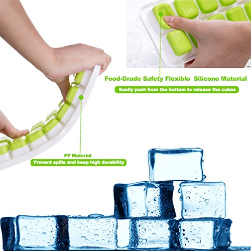 US Sense Ice Cube Trays 6 Packs Flexible Silicone Ice Trays with 14 Blocks Trays and Spill-Resistant Removable Lids Easy Release Ice Trays,BPA Free,Stackable, Dishwasher Safe 84 Shaped Cubes