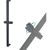 HAMOLER Bathroom Square Shower Slide Bar with Adjustable Hand Shower Holder Stainless Steel Shower Head Slide Bar, Matte Black