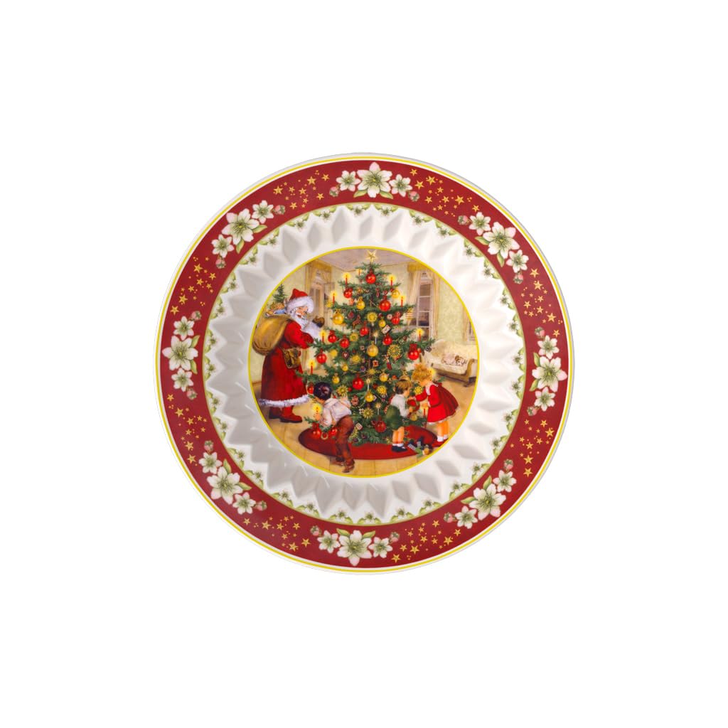 Villeroy & Boch - Toy's Fantasy Bowl Large, Exchanging Gifts 25 x x 4.5 cm, Premium Porcelain, Christmas Edition, 14-8332-3631, Red