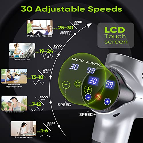 CLANOR Massage Gun, Percussion Muscle Massage Gun for Athletes, Massage Gun Deep Tissue, Electric Massagers for Muscles, 10 Heads 30 Levels