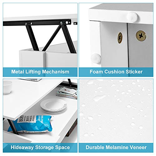 EROMMY Lift Top Coffee Table, 40'' Rustic Coffee Table Lift Tabletop