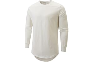 KLIEGOU Mens 100 Cotton Hipster Hip Hop Longline Crewneck T-Shirt Pre - Shrunk S-4XL