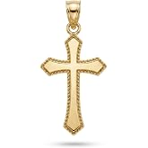 Gold Cross Charm Pendant - 10 Karat Gold - Religious Cross Charm - Cross Jewelry