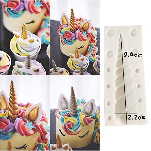 5 pack silicon Unicorn Cake Topper Molds for baking cake decoration Horn Ears and Eyelash Set ,pink
