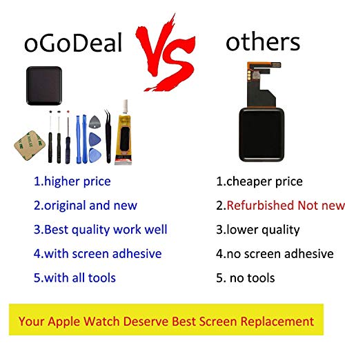 Ogodeal Apple Watch Series 2 LCD Screen Repair Kit Replacement with Repair Tool Set For Series 2 38MM A1757 & A1816 (S2-38mm)