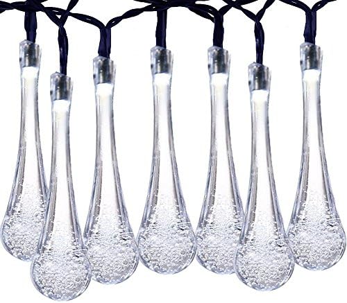MagicLux Tech 21ft 30 Led Garden solar string lights Water Drop(White)