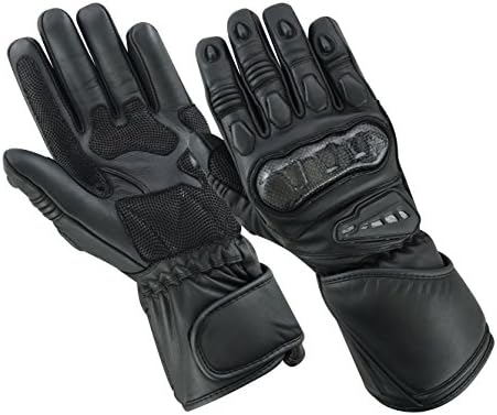 Ruja Men's Pro Long Cuff Premium Protection Genuine Leather Digital Palm Motorbike Gloves (Large)