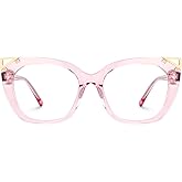 Zeelool Blue Light Blocking Glasses for Women Chic Cat Eye Glasses Frames Acetate Full Frame Fake Glasses