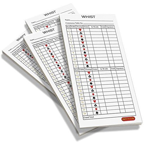 Whist score pads/scoring cards (4 packs - 200 sheets)