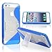 Blue S-Line Wave Design TPU Bumper Gel Shell Back Case Cover Skin with Stand for iphone 5 5G 5th Gen