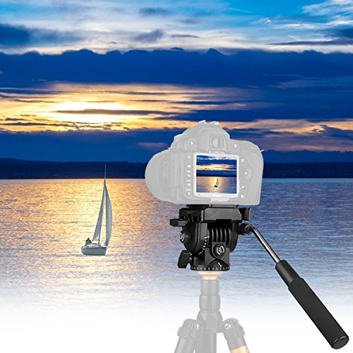pangshi Video Camera Tripod Fluid Drag Pan Head with 1/4 Screw Quick Release Plate, Max. Load up to 4kg/8.8lbs, for Nikon Canon Sony DSLR SLR Camera Camcorder Shooting Filming