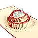 Set of 3 Happy Birthday Greeting Cards - 3D Popup Cards with Birthday Cake, Birthday Present and Balloon Themes - Includes Envelopes, 4.75 x 4.75 Inches