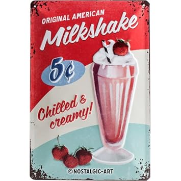 Nostalgic-Art 22255 USA - Milkshake, Blechschild 20x30 cm