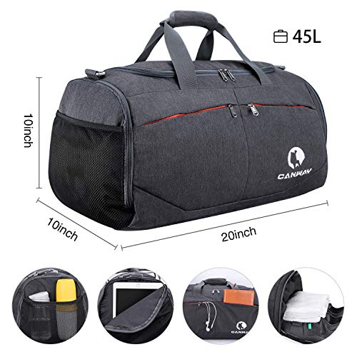 Canway Sports Gym Bag, Travel Duffel bag with Wet Pocket & Shoes