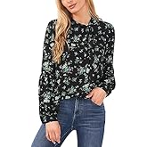 CeCe Women's Printed Tie-Neck Blouse