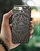 Compatible for Cool iPhone 8 Plus Case, Nature Real Wood Engraving Pattern Unique Black Wood Grain Protective Case for iPhone 7/8 Plus