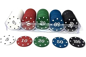 DKAOVH Poker Chips Set - 100 Pieces with Denominations and Storage Box