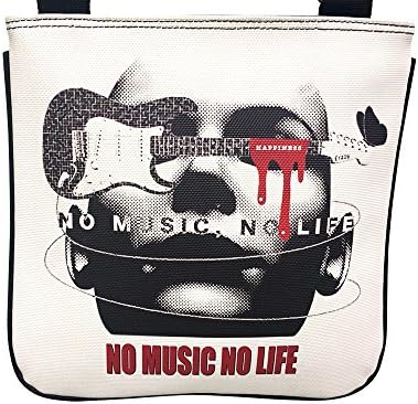 No Music No Life Cool Guitar Tattoo Sling Messenger Cross Body Bag Purse