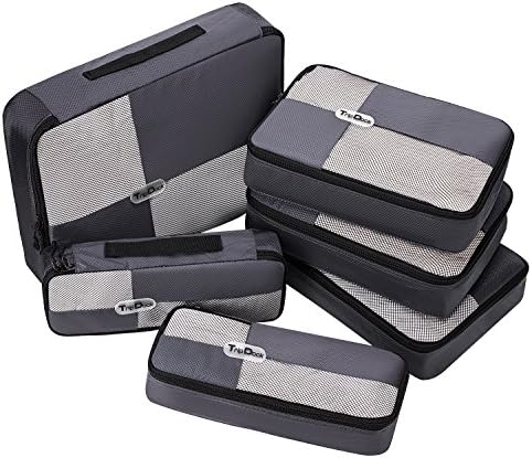 TripDock Various Packing Cubes 6 Set Lightweight Travel Luggage Organizers (4DarkGrey(1Large+3Medium+2Slim))