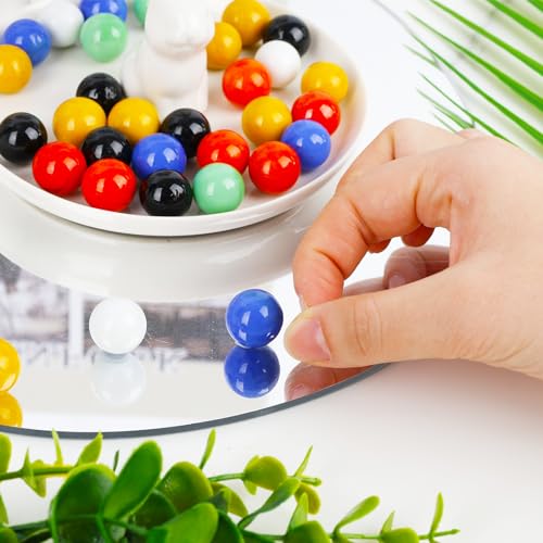 POPLAY 60PCS Glass Marbles Set, 5/8 inch Game Replacement Marbles Solid Color Game Balls Chinese Checkers for Aggravation Game Marble Run Marble Games