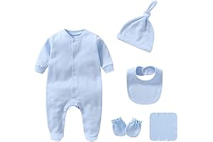 CHAMIE Newborn Boy Girl Clothes Sets Cotton Long Sleeve Romper Jumpsuits Unisex Outfits With Baby Mittens Hats Gloves