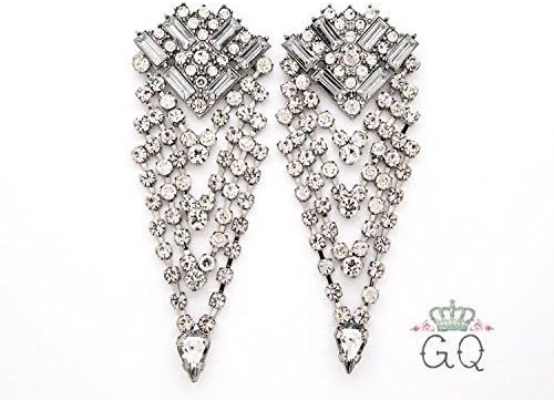 Silver Crystal Dangle Plugs / Gauges. 2g / 6.5mm, 0g / 8mm, 00g / 10mm, 1/2" / 12.5mm, 9/16" / 14mm, 5/8" / 16mm