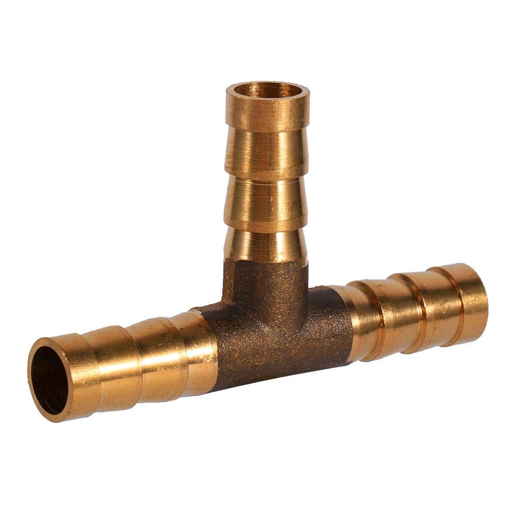 8mm Fuel T 3-Way T-Piece Fuel Hose Barbed Connector, Keenso Brass Joiner Hose Joiner Adapter for Fuel Air Water Gas Oil