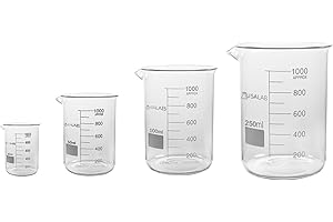 USA Lab 250 ml Glass Beaker - 3.3 Borosilicate Low Form Beaker with Extra Large Marking for Chemistry Lab Test, Scientific Mixing & Liquid Measuring - Heat-Safe Multipurpose for Cooking & Cocktails
