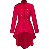 Saniplaycos Women's Victorian Tailcoat Renaissance Tuxedo Coat Double Breasted Steampunk Ringmaster Zip Up Jacket Dress