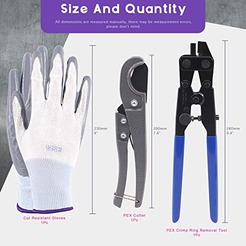 Swpeet 4Pcs PEX Ring Removal Tool Kit, PEX1210C Crimp Ring Removal