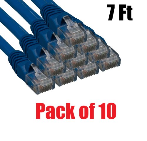 iMBAPrice - (Pack of 10) Premium Pure Copper UL Listed Cat5E Ethernet Cable (7 Feet, Blue)