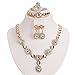 Moochi Gold Plated Zircon Stones Embedded Brass Necklace Earrings Jewelry Set