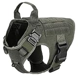 ICEFANG Tactical Dog Harness,K9 Working Dog Vest,No Pulling Front Leash Clip,Metal Buckle,Hook and Loop Fastener Sticky Backing for Dog Patch (S (22"-27" Girth), RG-Metal Buckle)