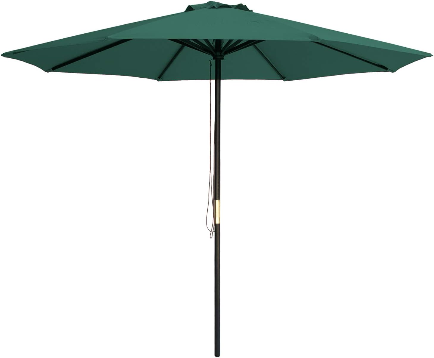 Amazon Com Sunbrano 9 Ft Wood Frame Patio Umbrella Outdoor Garden Cafe Market Table Umbrella Pulley Lift With Air Vent 8 Ribs Green Garden Outdoor
