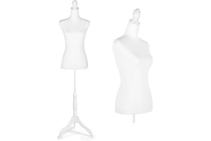 HOMBOUR Female Mannequin Torso Dress Form, Sewing Mannequin Body, Height Adjustable Mannequin with Stand for Display Dressmaker, White