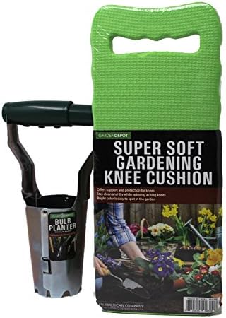 Cardinal Home Tech Bulb Planter with Depth Marks & Garden Kneeler Bundle | Great Bulb Tool for Planting Tulips, Daffodils, Dahlias