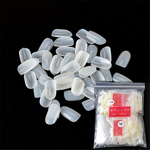 500PCS/Lot Natural Medium Oval Round Short False Nails Tips Full Cover French Fake Nail Art Tips Acrylic Manicure Salon Tools