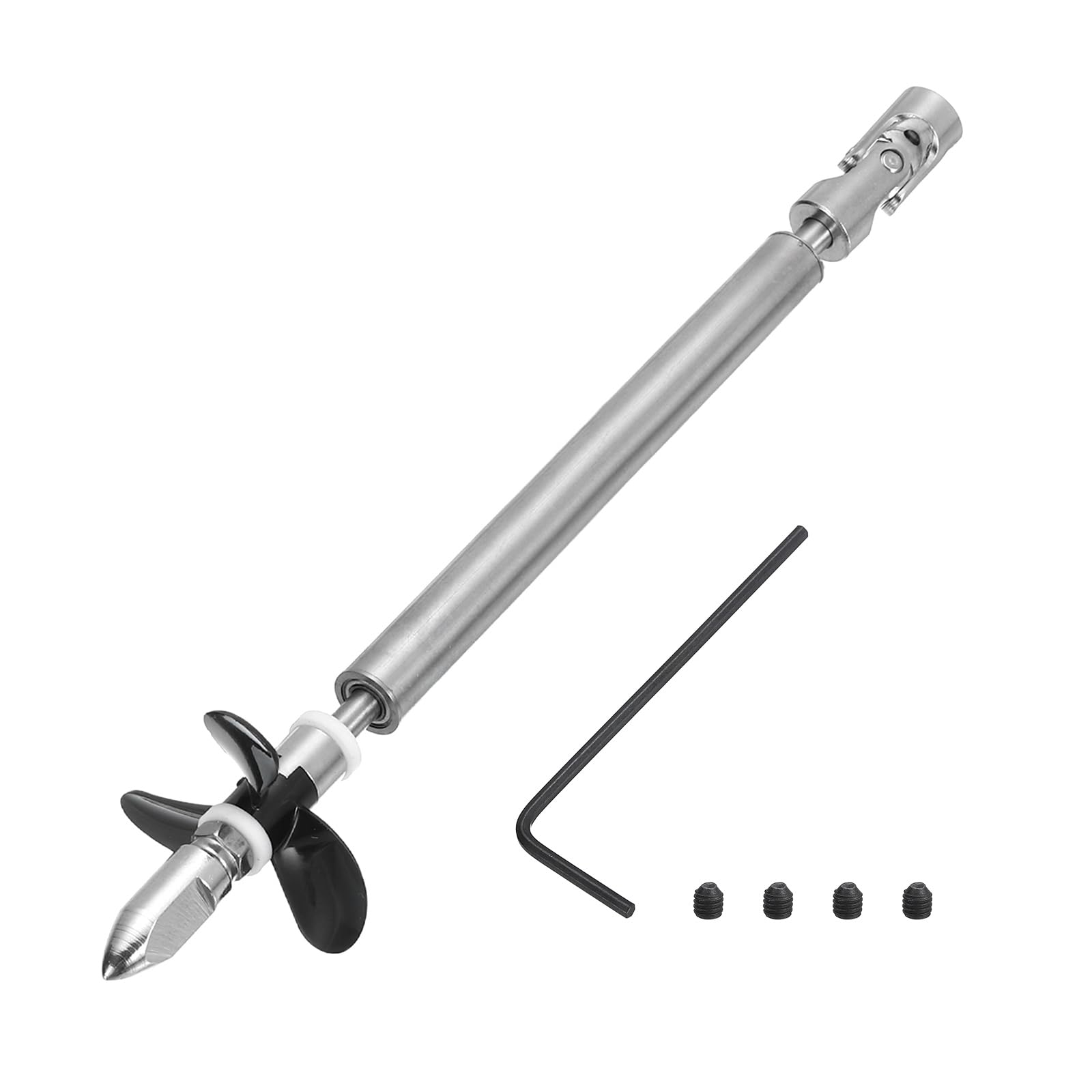 sourcing map Drive Shaft W Propeller and Universal Joint for RC Boat Coupler Assemble Kit, L130mm Shaft, L80mm Sleeve, D36mm Three Propeller, Fit for 2.3 mm Motor Shaft