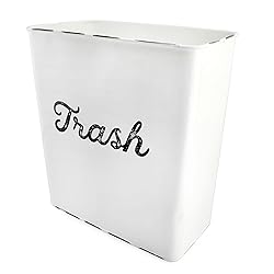 AuldHome White Enamel Trash Can, Rustic Farmhouse
