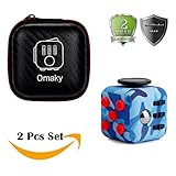 Omaky Fidget Cube Anxiety Attention Toy With Delicate Box Relieves Stress And Anxiety And Relax for Work, Class, Home (Camouflage Blue)